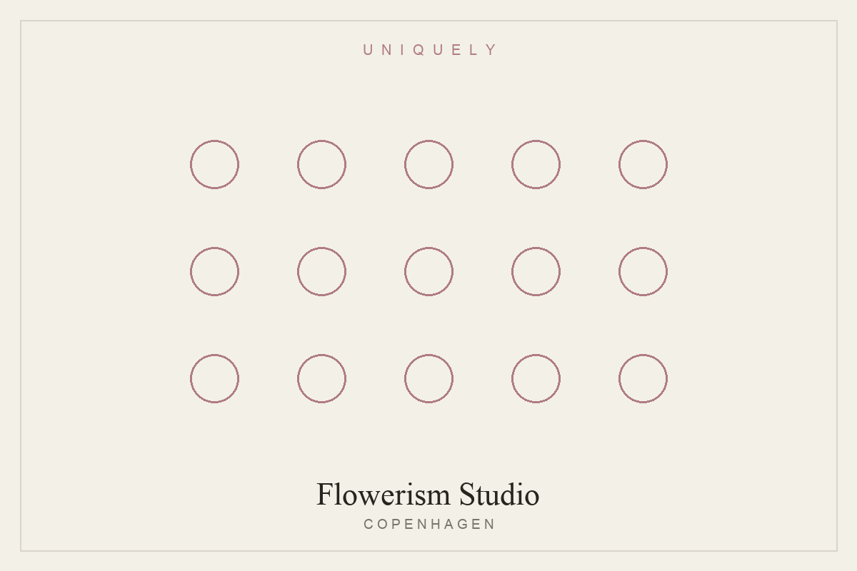 Individual stems arranged by colour in the studio