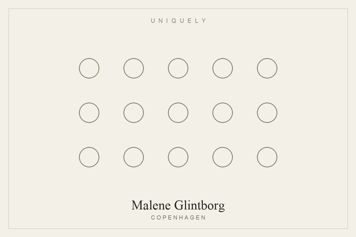 Geometric rings and earrings from Malene Glintborg's collections